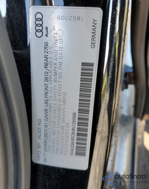 2017 Audi A6 Premium Plus from USA, damaged, VIN WAUG8AFCXHN126988